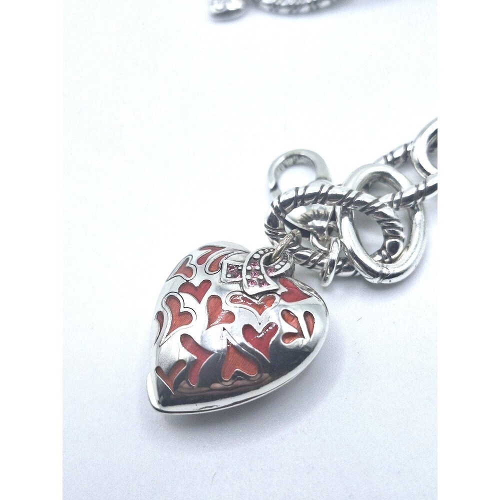 Brighton PINK HEART Charm Bracelet 2009 Breast Cancer Awareness